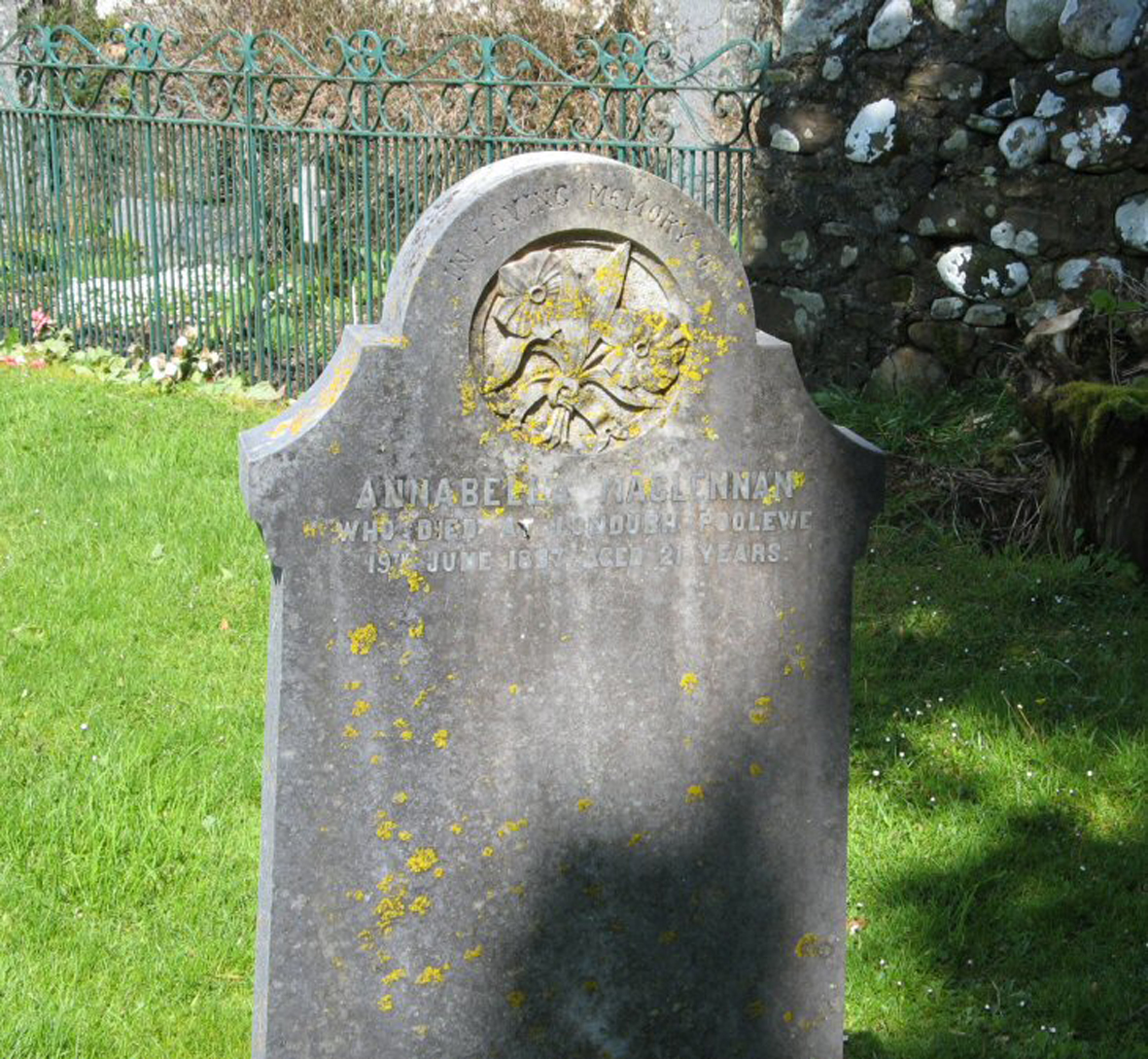 Photo of headstones/Annabella MacLennan died 1897 MI Poolewe